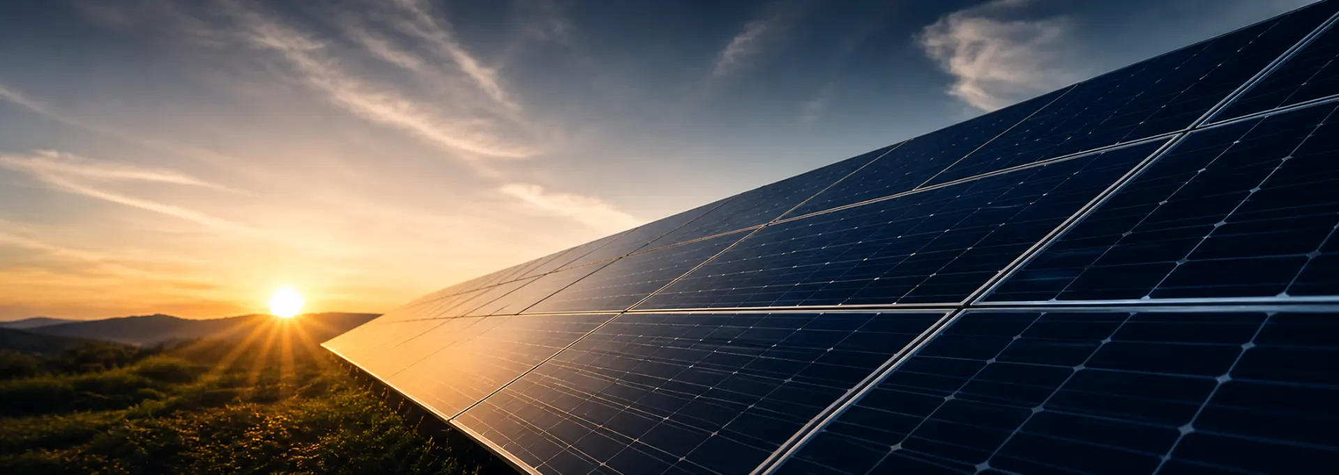 Solarmodule im Sonnenuntergang